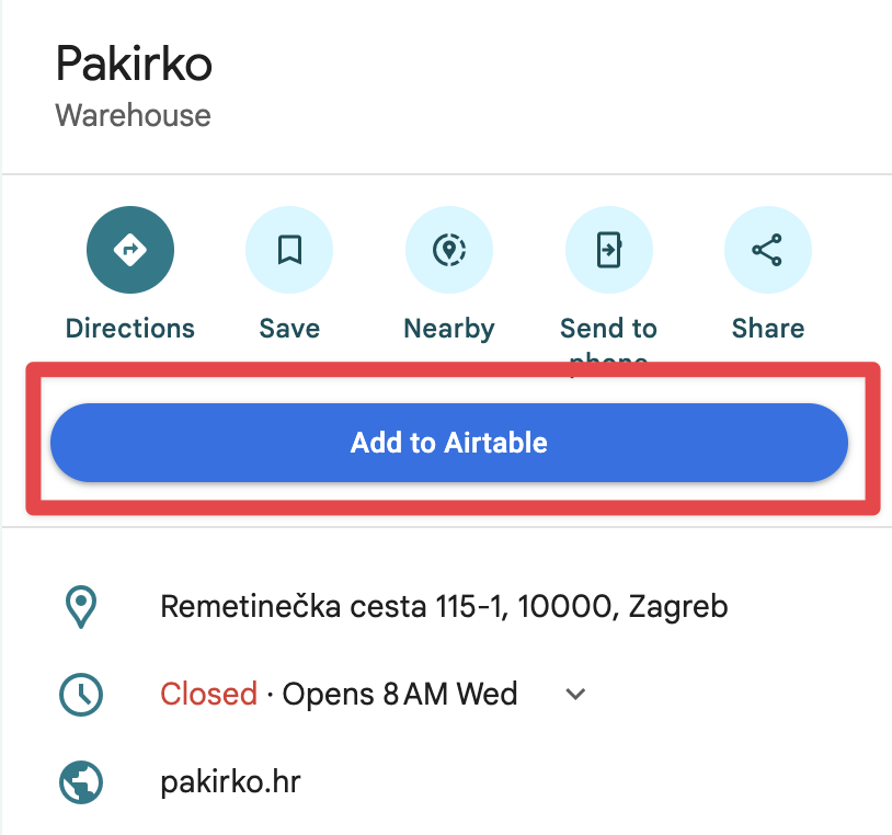Drop In custom button injected into a web app, saving data to Airtable
